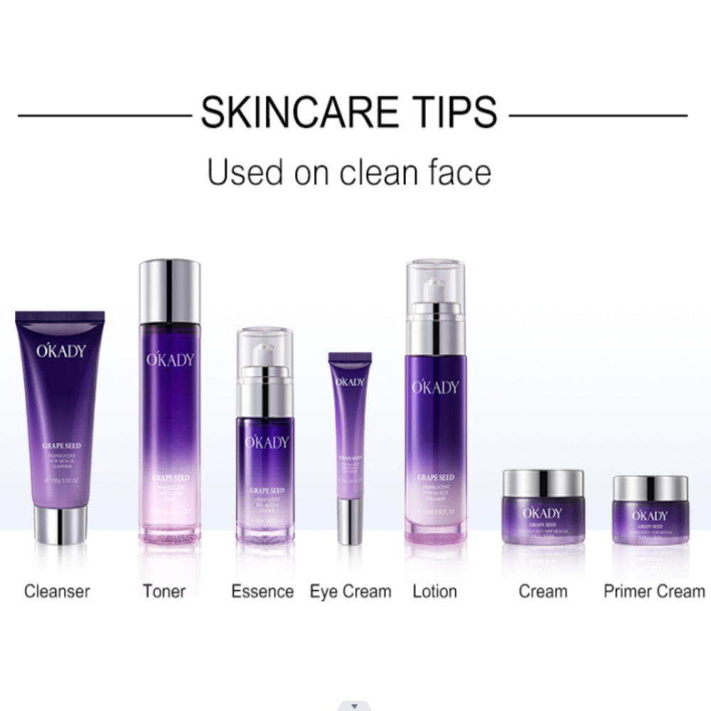 - Come With Face Cleanser, Face Toner,Face Essence,Face Lotion,Eye Cream,Face Cream,Provide Completely Skin Care.