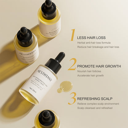 The thinning hair treatment strengthens, re-densifies and stimulates the scalp and hair fiber to regain balance, strength and body. It helps thinning hair by strengthening the follicle and thickening the hair.