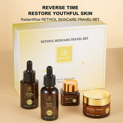 RadiantRise Wholesale Witch Hazel Lactobionic Acid Kojic Vitamin C Retinol Skincare Travel Set Face Serum Cream Skin Care Set